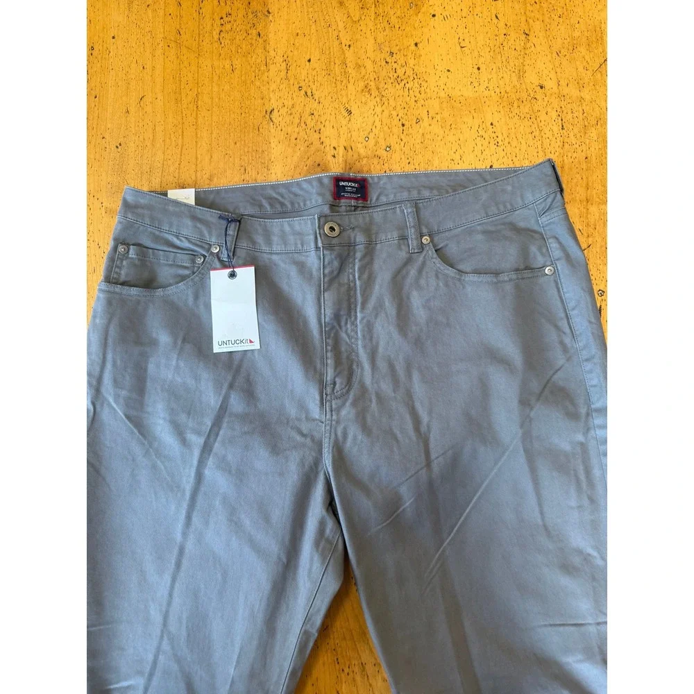 New UNTUCKit 5-Pocket Pant 38x32 Straight Fit Charcoal Grey Mens Cotton Stretch
